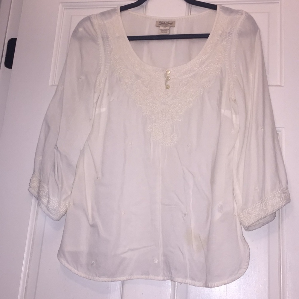 Lucky Brand white embroidered blouse